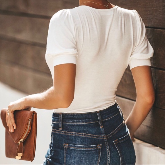 LAST‼️ Roxy Puff Sleeved Bodysuit-White - Picture 6 of 8